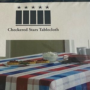 Kohl's Multicolor Patriotic Checkered Stars Tablecloth